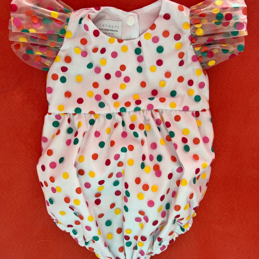 MULTICOLOR RAINBOW CONFETTI TULLE BUBBLE ROMPER